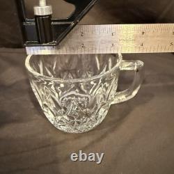 VINTAGE Anchor Hocking Clear Glass Punch Bowl & Glasses SET Service For 8 MCM