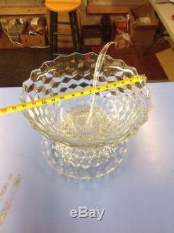 VINTAGE Antique 14 FOSTORIA AMERICAN PUNCH BOWL With PEDESTAL, LADLE & UNDERPLATE