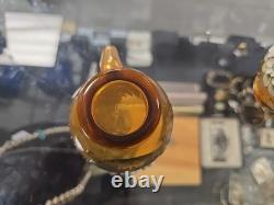 VINTAGE Bohemian Czech Hand Painted Gold Tone Glass Punch Bowl Lid & 10 Mugs VINTAGE Bohemian Czech Hand Painted Gold Tone Glass Punch Bowl Lid & 10 Mugs