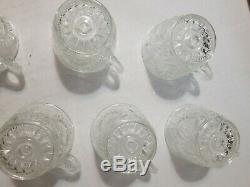 VINTAGE CUT GLASS CRYSTAL PUNCH BOWL with 12 CUPS AND LADLE