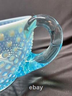 VINTAGE Excellent! Fenton Blue Opalescent Glass Hobnail Pattern PUNCH BOWL