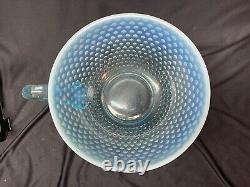 VINTAGE Excellent! Fenton Blue Opalescent Glass Hobnail Pattern PUNCH BOWL