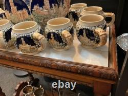 VINTAGE GERMAN PUNCH BOWL SET WITH CASTLE DESIGN 10 Cups