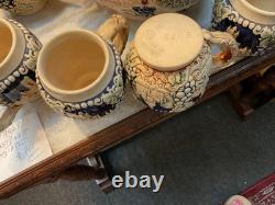 VINTAGE GERMAN PUNCH BOWL SET WITH CASTLE DESIGN 10 Cups