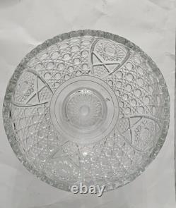 VINTAGE GLASS PUNCH BOWL L. E SMITH DAISY & BUTTON SCALLOPED EDGES 12 3/4 x 8H