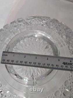 VINTAGE GLASS PUNCH BOWL L. E SMITH DAISY & BUTTON SCALLOPED EDGES 12 3/4 x 8H