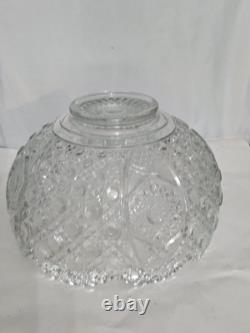 VINTAGE GLASS PUNCH BOWL L. E SMITH DAISY & BUTTON SCALLOPED EDGES 12 3/4 x 8H