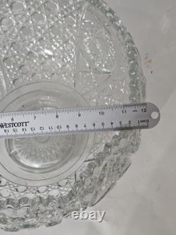 VINTAGE GLASS PUNCH BOWL L. E SMITH DAISY & BUTTON SCALLOPED EDGES 12 3/4 x 8H