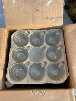 VINTAGE Glassware By Jeannette Punch Bowl Set 16Cups/ Cup Hooks And Ladle