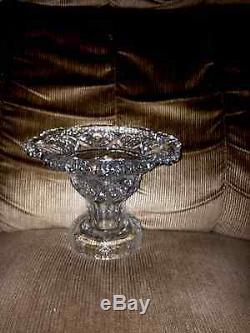 Vintage Hand Cut Crystal Punch Bowl / W 11 Cups