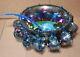 VINTAGE INDIANA IRIDESCENT BLUE CARNIVAL GLASS PRINCESS PUNCH BOWL SET w 12 CUPS