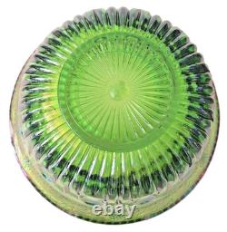 VINTAGE IRIDESCENT GREEN CARNIVAL INDIANA GLASS PUNCH BOWL SET With16