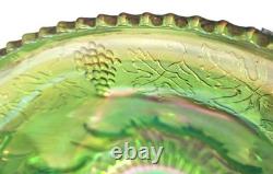 VINTAGE IRIDESCENT GREEN CARNIVAL INDIANA GLASS PUNCH BOWL SET With16
