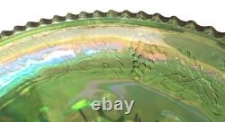 VINTAGE IRIDESCENT GREEN CARNIVAL INDIANA GLASS PUNCH BOWL SET With16