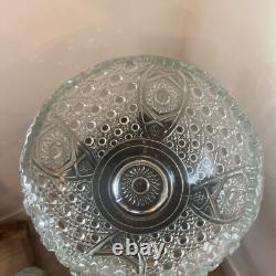 VINTAGE LE SMITH GLASS DAISY & HOBSTAR BUTTON PUNCH BOWL With 24 CUPS