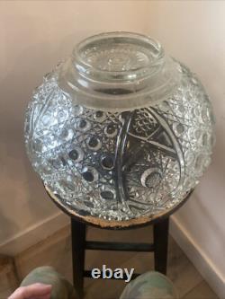 VINTAGE LE SMITH GLASS DAISY & HOBSTAR BUTTON PUNCH BOWL With 24 CUPS