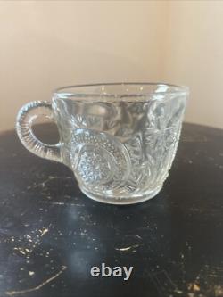 VINTAGE LE SMITH GLASS DAISY & HOBSTAR BUTTON PUNCH BOWL With 24 CUPS