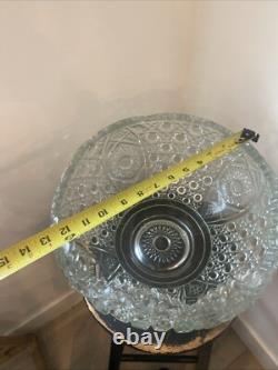 VINTAGE LE SMITH GLASS DAISY & HOBSTAR BUTTON PUNCH BOWL With 24 CUPS