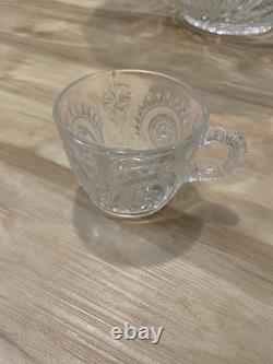 VINTAGE LE Smith Pinwheel Star Slewed Horseshoe Punch Bowl with Set 16 Cups