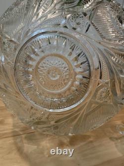 VINTAGE LE Smith Pinwheel Star Slewed Horseshoe Punch Bowl with Set 16 Cups