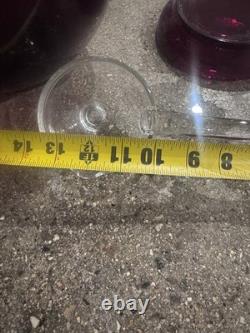VINTAGE MCM RUBY RED GLASS PUNCH BOWL SET WITH SPOON (15pcs)