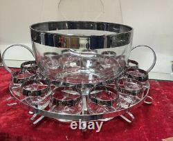 VINTAGE MID CENTURY DOROTHY THORPE PUNCH BOWL 12 ROLY POLY GLASSES. MCM? 1960s