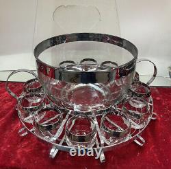 VINTAGE MID CENTURY DOROTHY THORPE PUNCH BOWL 12 ROLY POLY GLASSES. MCM? 1960s