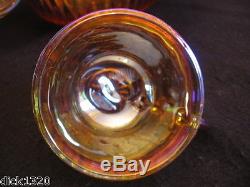 VINTAGE & RARE CARNIVAL GLASS BANQUET 14 pce PUNCH BOWL SET + LADLE EX c. 1920's