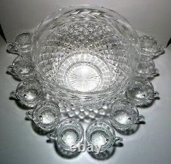 VINTAGE Waterford Crystal MASTER CUTTER Massive Punch Bowl & Cup 10 piece set