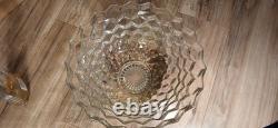 VTG 14 Fostoria Punch Bowl/Serving Bowl American Clear Block Geometric Cubist VTG 14 Fostoria Punch Bowl/Serving Bowl American Clear Block Geometric Cubist