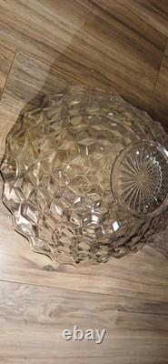 VTG 14 Fostoria Punch Bowl/Serving Bowl American Clear Block Geometric Cubist