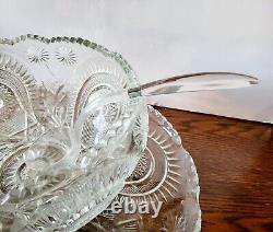 VTG 1940s L. E. Smith Pinwheel and Star 15-Piece Punch Bowl Set