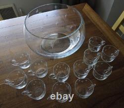 VTG 50's'Stardust' Crystal Punch Set 13pcs by CG QUARTEX In Original Boxes New
