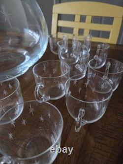 VTG 50's'Stardust' Crystal Punch Set 13pcs by CG QUARTEX In Original Boxes New