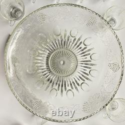 VTG 7qt Indiana Glass PRINCESS CRYSTAL Punch Bowl 11 Cups 22 Hooks 1 Ladle READ