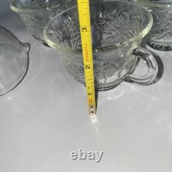 VTG 7qt Indiana Glass PRINCESS CRYSTAL Punch Bowl 11 Cups 22 Hooks 1 Ladle READ