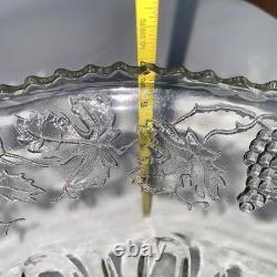 VTG 7qt Indiana Glass PRINCESS CRYSTAL Punch Bowl 11 Cups 22 Hooks 1 Ladle READ