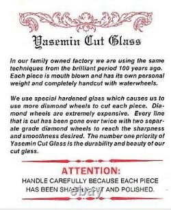 VTG 80s Yasemin Crystal Russian Pattern 12 Hand Cut Glass Lidded Punch Bowl