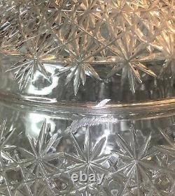 VTG 80s Yasemin Crystal Russian Pattern 12 Hand Cut Glass Lidded Punch Bowl