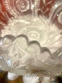 VTG/ ANTIQUE L E Smith Pinwheel&Stars13.25PUNCH BOWL 21.5UNDERPLATE 7.5 STAND