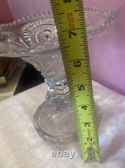 VTG/ ANTIQUE L E Smith Pinwheel&Stars13.25PUNCH BOWL 21.5UNDERPLATE 7.5 STAND
