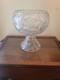VTG Crystal Cut Glass Rose Punch Bowl 3 Pieces
