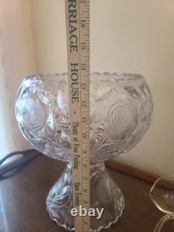 VTG Crystal Cut Glass Rose Punch Bowl 3 Pieces VTG Crystal Cut Glass Rose Punch Bowl 3 Pieces