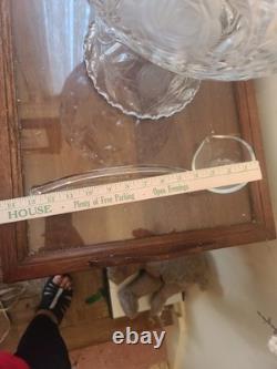 VTG Crystal Cut Glass Rose Punch Bowl 3 Pieces VTG Crystal Cut Glass Rose Punch Bowl 3 Pieces