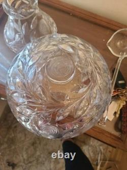 VTG Crystal Cut Glass Rose Punch Bowl 3 Pieces VTG Crystal Cut Glass Rose Punch Bowl 3 Pieces