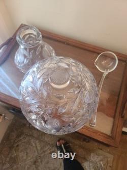 VTG Crystal Cut Glass Rose Punch Bowl 3 Pieces VTG Crystal Cut Glass Rose Punch Bowl 3 Pieces