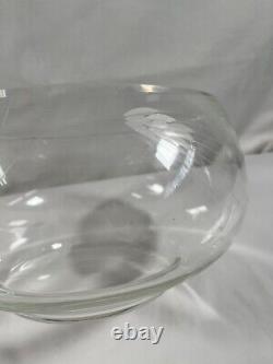 VTG Crystal Glass Aderia Adelex Ears of Wheat Etched Punch Bowl & 12 Glasses REA