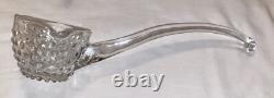 VTG Duncan Miller Clear Bubble Glass Hobnail Punch Bowl, Platter, Ladle, 10Cups