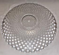 VTG Duncan Miller Clear Bubble Glass Hobnail Punch Bowl, Platter, Ladle, 10Cups