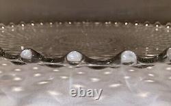 VTG Duncan Miller Clear Bubble Glass Hobnail Punch Bowl, Platter, Ladle, 10Cups